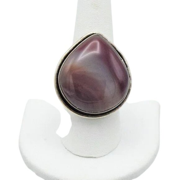 Vintage Sterling Silver & Hyacinth Jasper Ring Teardrop...
